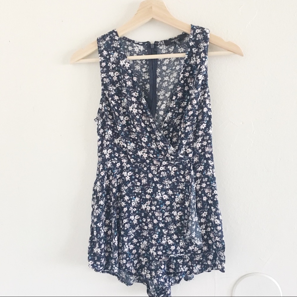 Floral faux wrap romper